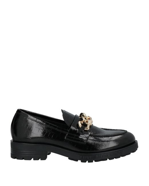 Love Moschino Leather Loafers in Black Lyst