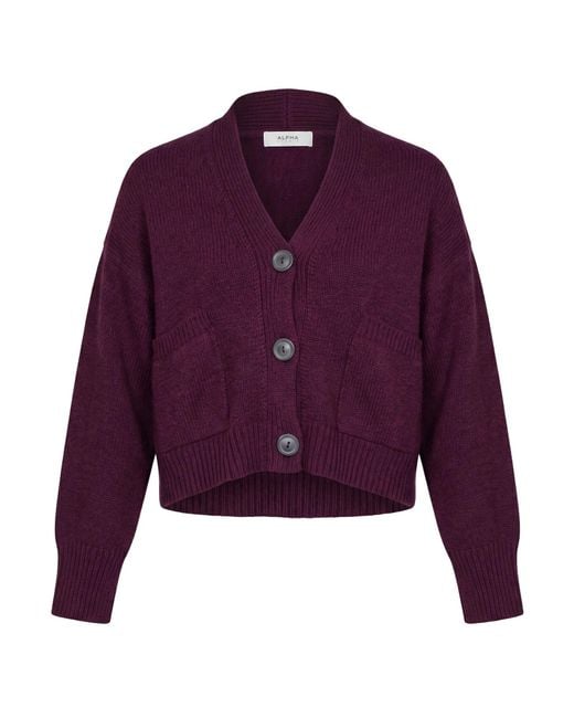 Alpha Studio Purple Cardigan Wool, Alpaca Wool, Polyamide