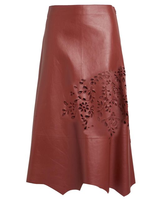 Chloé Red Midi Skirt Lambskin