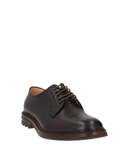 Brunello Cucinelli Brown Dark Lace-Up Shoes Leather for men