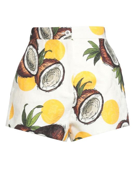 Dolce & Gabbana Metallic Ivory Shorts & Bermuda Shorts Cotton, Silk, Elastane