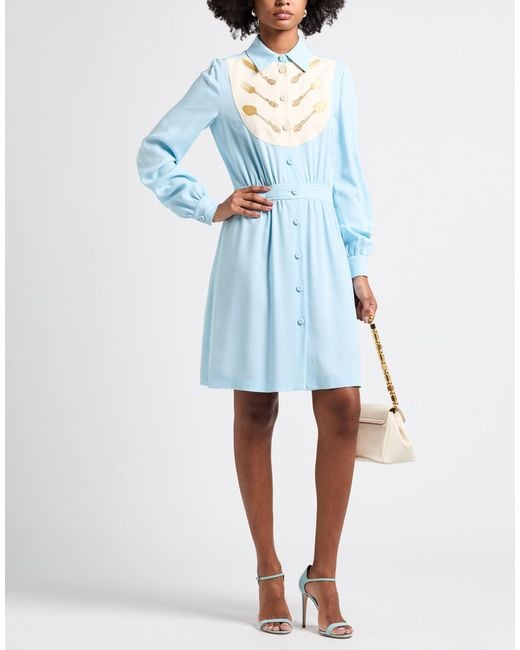 Moschino Blue Couture Sky Mini Dress Acrylic, Viscose