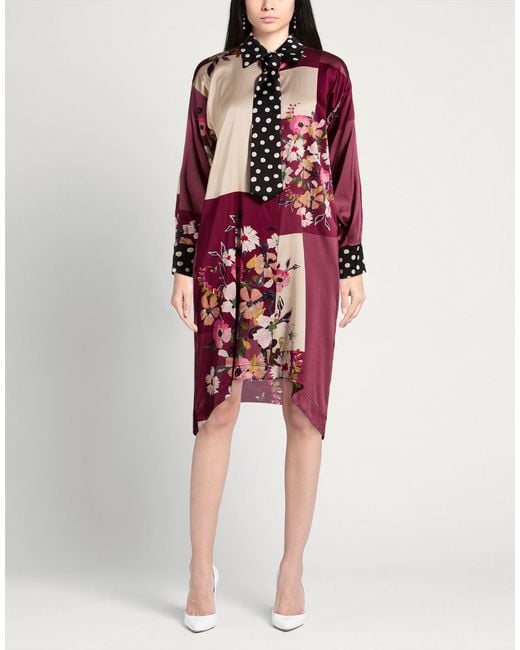 Shirtaporter Red Midi Dress Viscose, Elastane