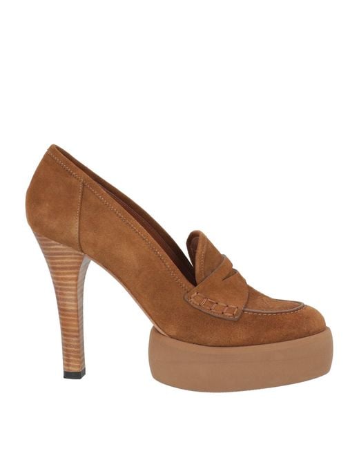 Paloma Barceló Brown Camel Loafers Leather