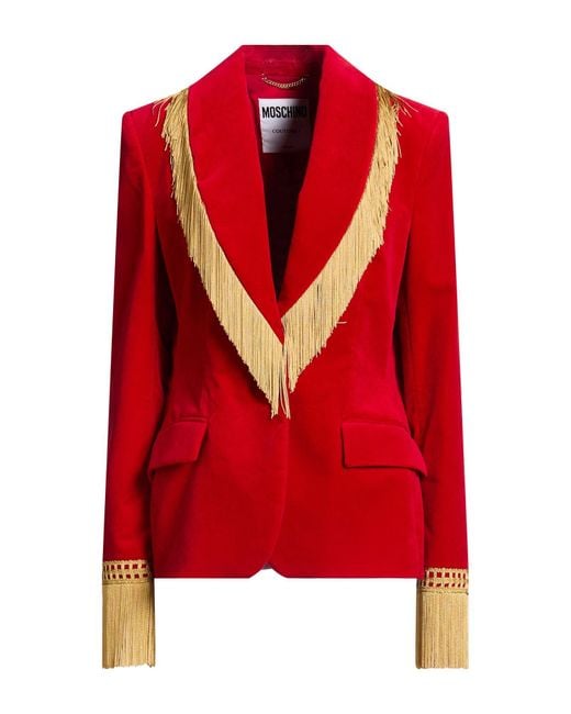 Moschino Red Couture Blazer Cotton, Elastane