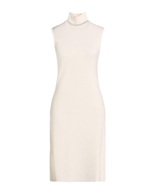 Purotatto White Midi Dress Merino Wool