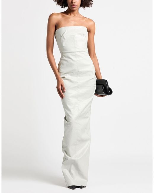 Rick Owens White Maxi Dress Cotton, Elastomultiester, Rubber