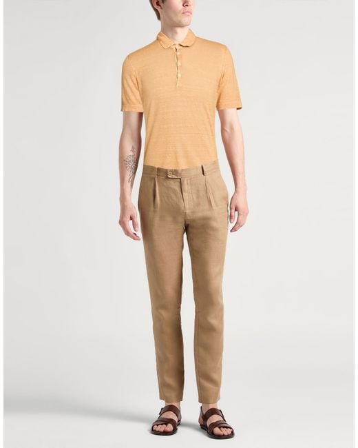 120% Lino Natural Polo Shirt for men