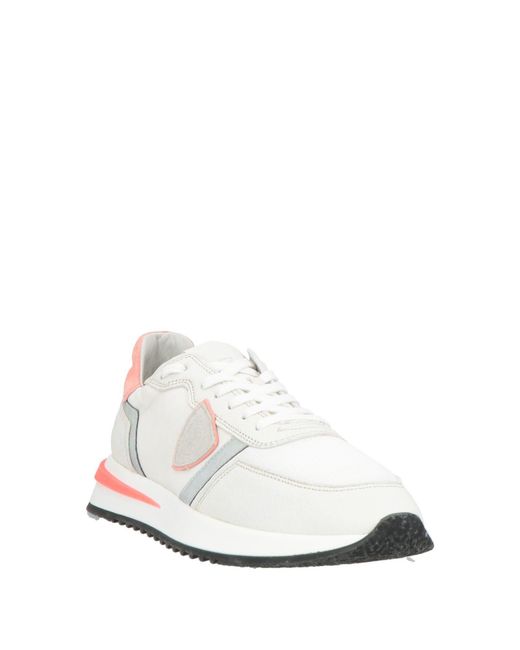 Philippe Model White Sneakers Leather, Textile Fibers