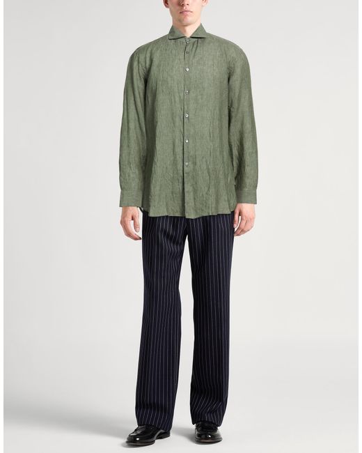 Canali Green Shirt Linen for men