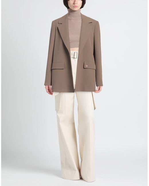 Please Brown Blazer Polyester, Elastane