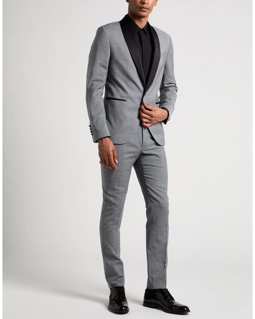 Paoloni Gray Suit Wool, Elastane for men