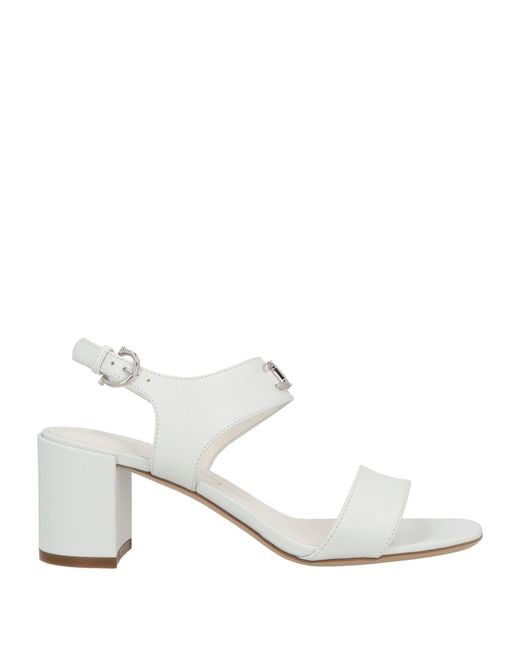 Ferragamo White Cayla 55 Sandals Calfskin