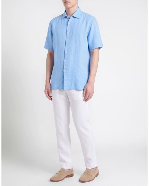 120% Lino Blue Shirts for men