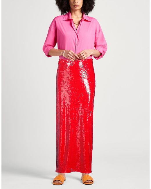 MSGM Red Maxi Skirt Polyester, Elastane