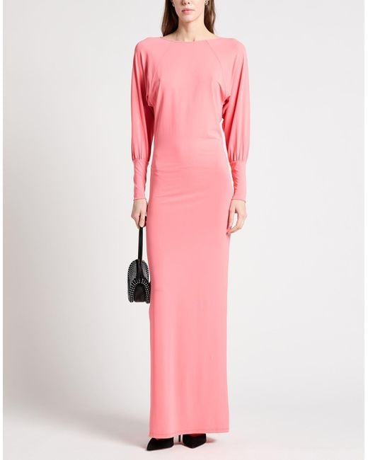 Patrizia Pepe Pink Coral Maxi Dress Acetate, Polyamide, Elastane