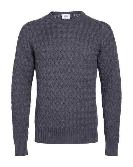 Alpha Studio Blue Sweater Merino Wool for men