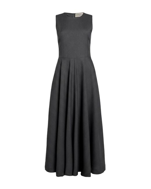 Officine Generale Black Midi Dress Virgin Wool