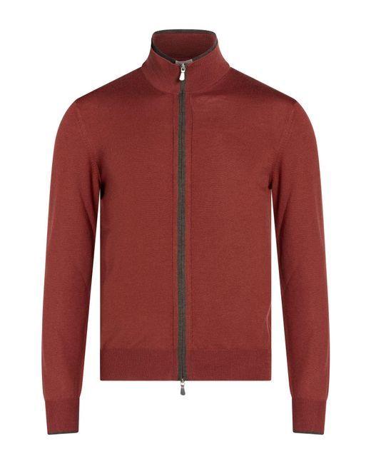 Gran Sasso Red Cardigan Virgin Wool for men