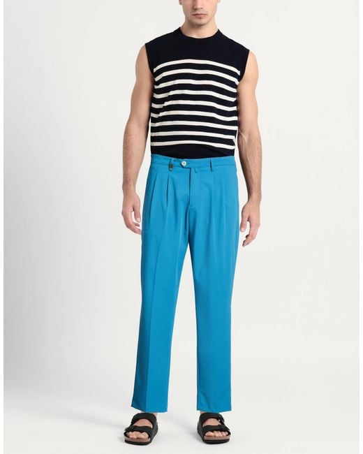 Barbati Blue Azure Pants Polyester, Viscose, Elastane for men