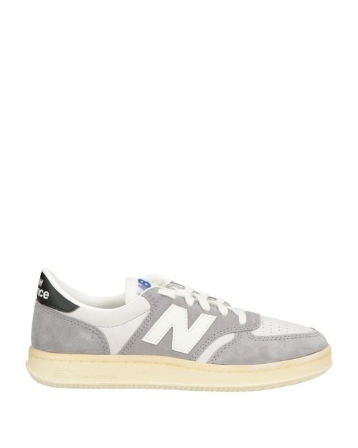 New Balance White T500 Sneakers Leather, Textile Fibers for men