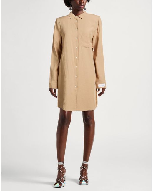 Gaelle Paris Natural Camel Mini Dress Viscose, Linen