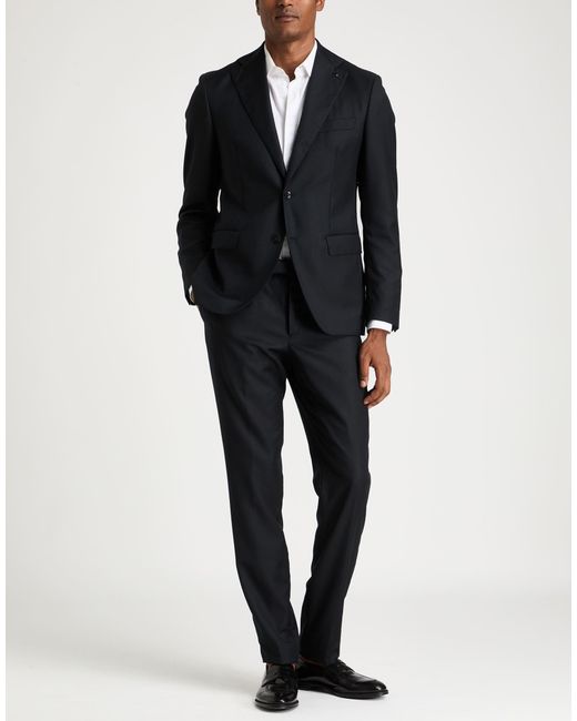Paoloni Black Suit Virgin Wool for men