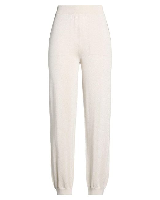 Peserico White Pants Cotton, Viscose, Metallic Fiber