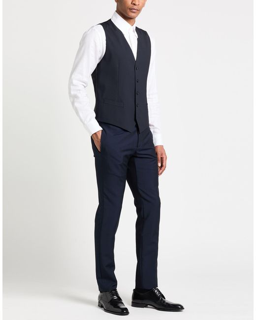 Dolce & Gabbana Blue Tailored Vest Virgin Wool, Silk for men