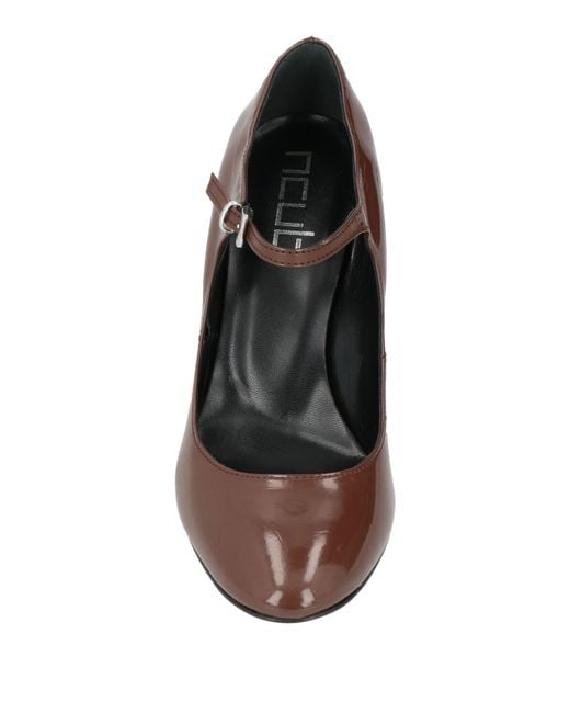 NCUB Brown Patent Leather Mary Jane Pumps