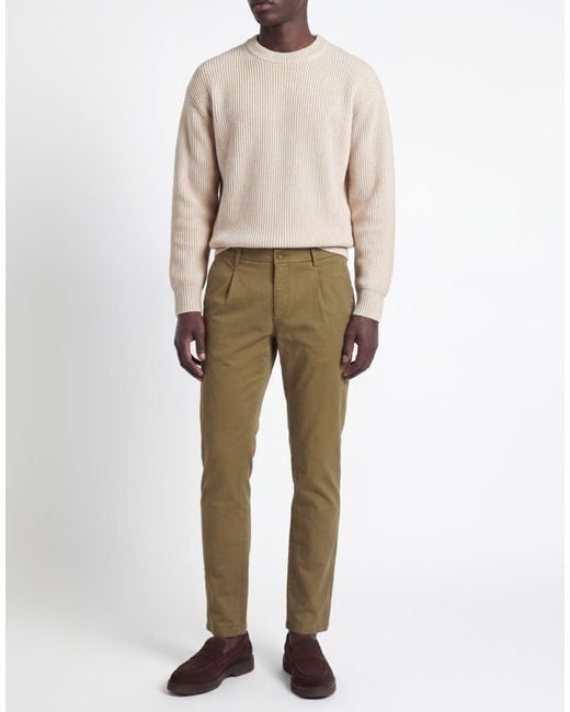 Teleria Zed Green Camel Pants Cotton, Elastane for men