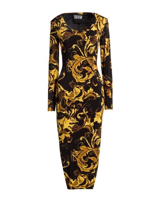 Versace Jeans Couture Black Midi Dress Viscose, Elastane