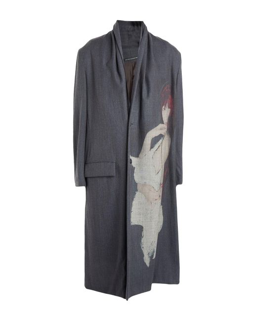 Yohji Yamamoto Gray Charcoal Coat Wool for men