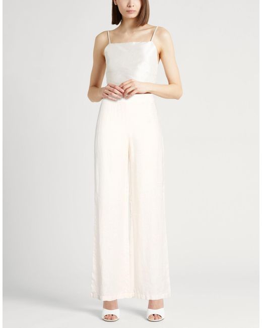 120% Lino White Pants Linen