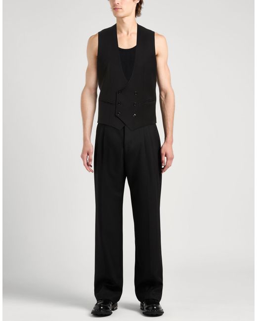 Daniele Alessandrini Black Tailored Vest Polyester, Viscose, Elastane for men