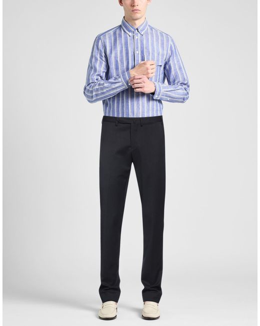 Santaniello Blue To Pants Polyester, Wool, Elastane for men