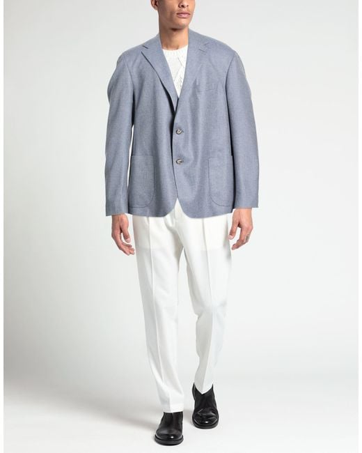 EDUARD DRESSLER Blue Light Blazer Virgin Wool, Cashmere for men