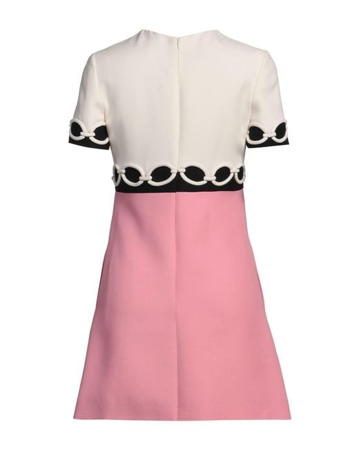 Valentino Garavani Pink Ivory Mini Dress Virgin Wool, Silk, Polyester