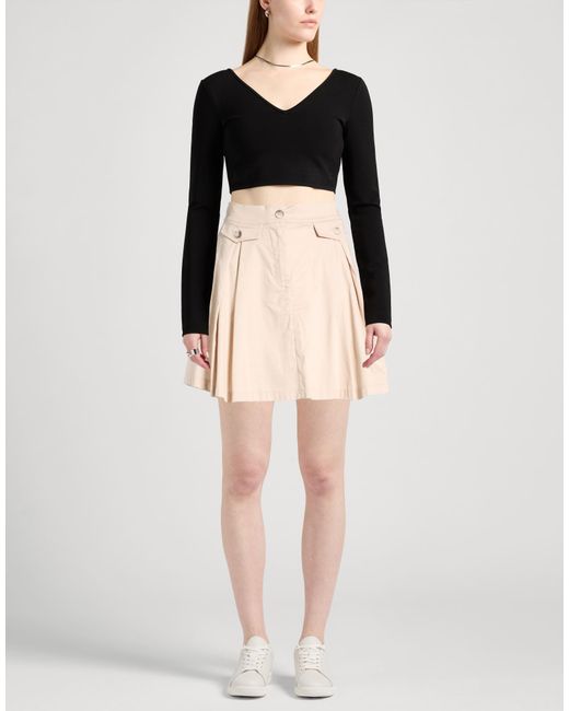 Haveone Natural Ivory Mini Skirt Cotton, Elastane