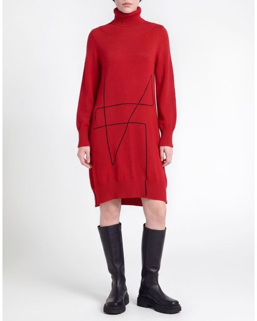 Pierantonio Gaspari Red Mini Dress Virgin Wool