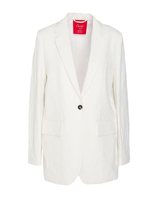 Co.Go White Blazer Viscose, Linen, Elastane