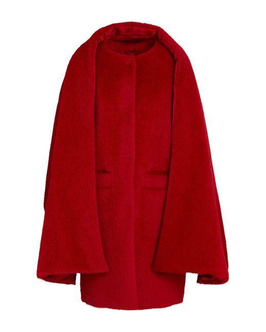 Herno Red Coat Alpaca Wool, Virgin Wool, Viscose