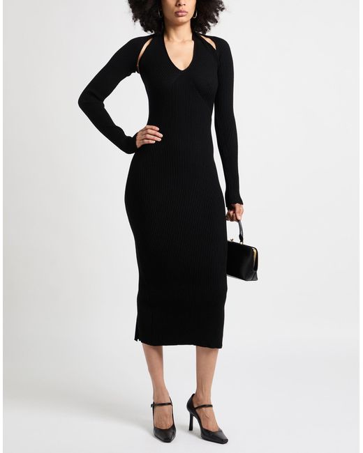 Akep Black Midi Dress Viscose, Polyester, Polyamide