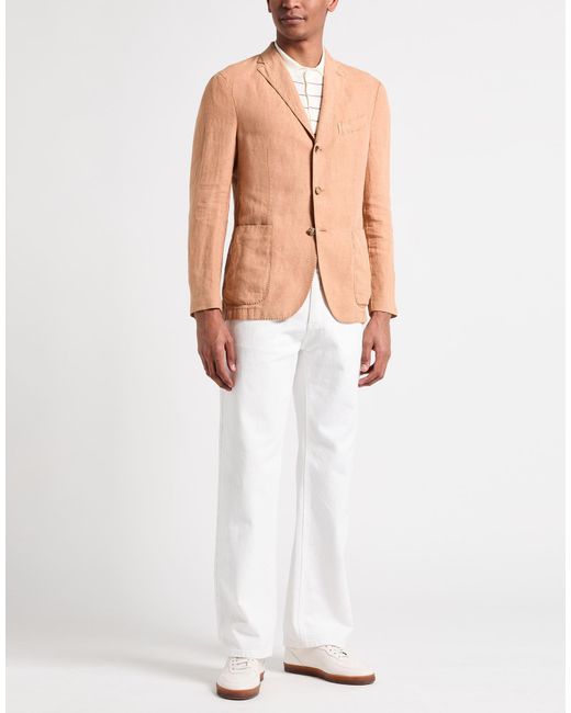 Boglioli Natural Camel Blazer Linen for men