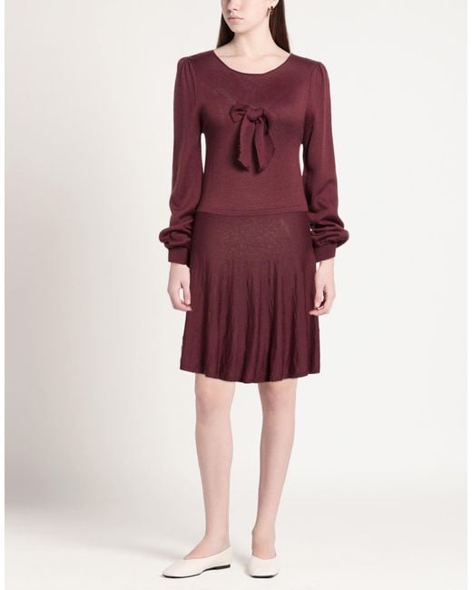 Rebel Queen Purple Mini Dress Acrylic, Polyamide, Wool