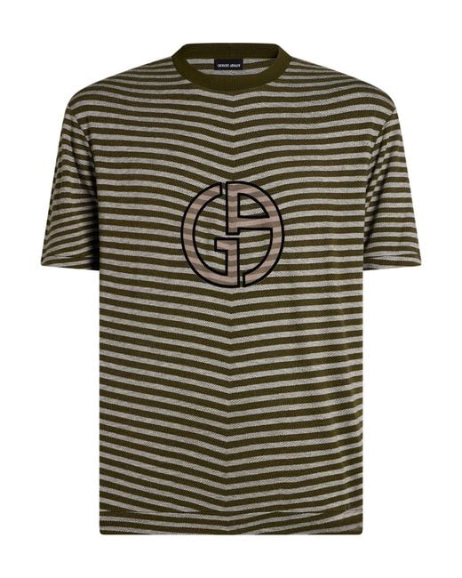Giorgio Armani Green Military T-Shirt Viscose, Elastane for men