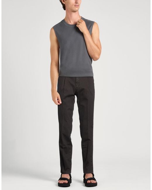 Paoloni Gray Dark Pants Cotton, Elastane for men
