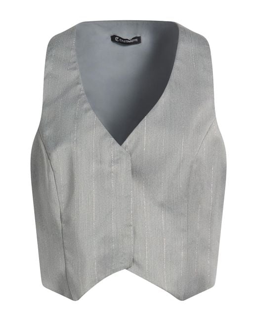 Cristinaeffe Gray Tailored Vest Polyester, Viscose, Elastane