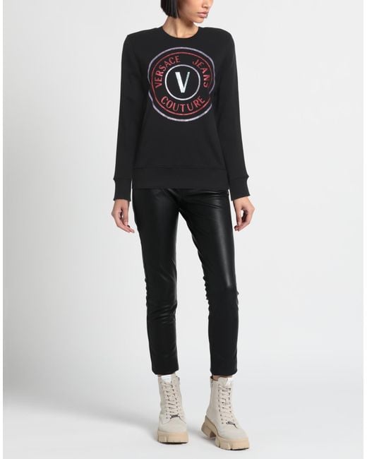 Versace Jeans Couture Black Sweatshirt Cotton, Elastane