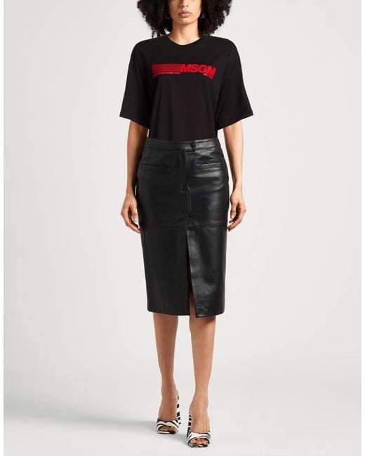 MSGM Black T-Shirt Cotton